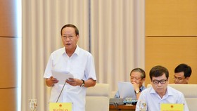 Thứ trưởng Bộ Công an, Thượng tướng Lê Quý Vương trình bày Báo cáo tại phiên họp toàn thể của Uỷ ban Tư pháp