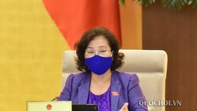 Chủ tịch Quốc hội Nguyễn Thị Kim Ngân phát biểu tại phiên họp sáng 22-4-2020. Ảnh: QUOCHOI