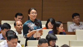 ĐB Hoàng Thị Thu Trang (Nghệ An) phát biểu tại phiên họp 