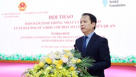 Chủ nhiệm Ủy ban Pháp luật Hoàng Thanh Tùng phát biểu khai mạc hội thảo