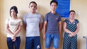 4 đối tượng Huyền - Diện - Huân - Hiên (từ trái qua phải) bị khởi tố, bắt tạm giam 
