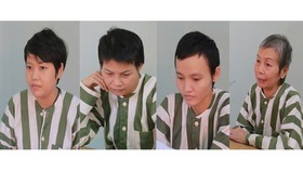 Nghi can Phạm Thị Thiên Hà, Nguyễn Ngọc Tâm Huyên, Lê Ngọc Phương Thảo, Trịnh Thị Hồng Hoa (từ trái qua)