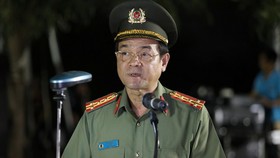 Đồng chí Lê Hồng Nam, Giám đốc Công an TPHCM phát biểu lễ ra quân của Công an TPHCM vào giữa tháng 7-2020. Ảnh theo Thanh niên