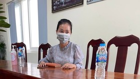 Nguyễn Thị Thùy Dương tại cơ quan công an. Ảnh: CA