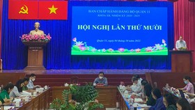 Phó Bí thư Thành ủy TPHCM Nguyễn Hồ Hải phát biểu chỉ đạo tại Hội nghị Ban Chấp hành Đảng bộ quận 11 lần thứ 10