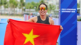 Trà My từng thi đấu tại SEA Games 31 và ở lần đầu tiên giải vô địch quốc gia tổ chức, cô giành HCV nội dung triathlon của nữ. Ảnh: TRƯỜNG GIANG