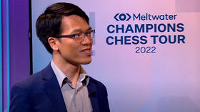 Quang Liêm đang thi đấu giải Generation Cup trực tuyến nằm trong hệ thống World Chess Tour 2022. Ảnh: Chess24 