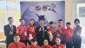 Đội karate trẻ Việt Nam tại giải trẻ thế giới năm nay. Ảnh: VSH