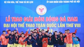Hà Nội đang là đương kim vô địch bóng đá nam Đại hội thể thao toàn quốc. Ảnh: N.A