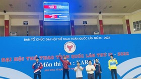 Phạm Minh Đức của chủ nhà Ninh Bình có tấm HCV kata cá nhân nam tại Đại hội năm nay và đây là một bất ngờ với giới chuyên môn. Ảnh: C.N