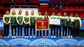 Môn bóng rổ tại Đại hội thể thao toàn quốc lần 9-2022 có trao thưởng cho các đội giành kết quả huy chương. Điều này có được từ việc Liên đoàn bóng rổ Việt Nam kêu gọi được nguồn xã hội hóa để trao thưởng tại Đại hội thể thao toàn quốc. Ảnh: VBF