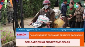 Da Lat farmers exchange pesticide packaging for gardening protective gears