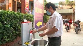 Điểm rửa tay tại UBND xã Hòa Châu, huyện Hòa Vang, thành phố Đà Nẵng