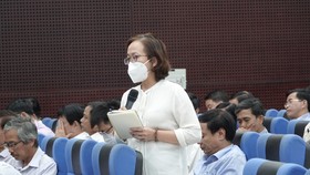 Bà Trần Thanh Thủy, Phó Giám đốc phụ trách Sở Y tế Đà Nẵng trả lời báo chí
