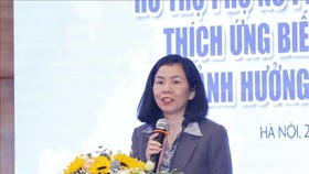 Phó Chủ tịch Hội Liên hiệp Phụ nữ Việt Nam Nguyễn Thị Minh Hương phát biểu. Ảnh: TTXVN