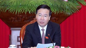 Thường trực Ban Bí thư Võ Văn Thưởng phát biểu tại buổi hội đàm trực tuyến với Thường trực Ban Bí thư Đảng Cộng sản Cuba Roberto Morales Ojeda. Ảnh: TTXVN