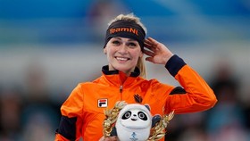 Irene Schouten đã giành HCV với thời gian kỷ lục Olympic là 3 phút 56,93 giây. Ảnh: REUTERS