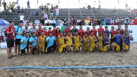 Đội tuyển bóng ném bãi biển nam Việt Nam thắng tuyệt đối tại SEA Games 31. Ảnh: DŨNG PHƯƠNG