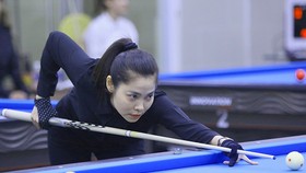Tay cơ Ngọc Huyền mở màn HCV cho đội tuyển billiards - snooker TPHCM tại Đại hội toàn quốc 2022. Ảnh: HBSF