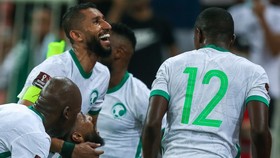 Niềm vui thắng trận của các cầu thủ Saudi Arabia. Ảnh: AFC