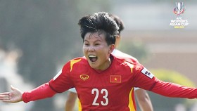 Bích Thùy ăn mừng bàn thắng vào lưới Đài Bắc Trung Hoa. Ảnh: AFC