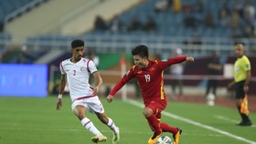 Tuyển Việt Nam thi đấu cố gắng, nhưng vẫn nhận thất bại trên sân Mỹ Đình trước Oman. ẢNH: MINH HOÀNG