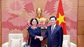 Chủ tịch Quốc hội Vương Đình Huệ tiếp Đại sứ Australia tại Việt Nam Robyn Mudie. Ảnh: BÁO CHÍNH PHỦ