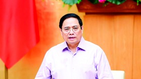Thủ tướng Phạm Minh Chính phát biểu tại phiên họp. Ảnh: VIẾT CHUNG 