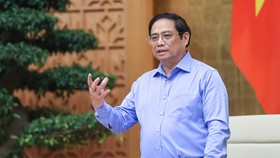 Thủ tướng Phạm Minh Chính phát biểu kết luận phiên họp. Ảnh: VIẾT CHUNG
