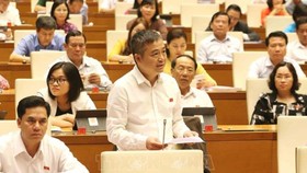  ĐB Nguyễn Lân Hiếu (An Giang) phát biểu tại phiên thảo luận sáng ngày 30-5. Ảnh: TTXVN 
