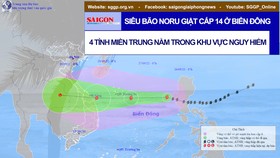 Siêu bão Noru giật cấp 14 ở Biển Đông, 4 tỉnh miền Trung nằm trong khu vực nguy hiểm