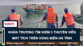 Khẩn trương tìm kiếm 3 thuyền viên mất tích trên vùng biển Hà Tĩnh
