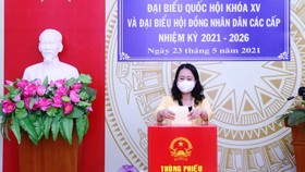 Phó Chủ tịch nước Võ Thị Ánh Xuân bỏ phiếu bầu cử ở An Giang