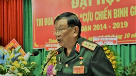 Thượng tướng Nguyễn Văn Được, Chủ tịch Hội Cựu chiến binh Việt Nam phát biểu tại Đại hội 