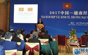國家主席陳大光在2017中國-越南經貿合作論壇開幕儀式上致詞。