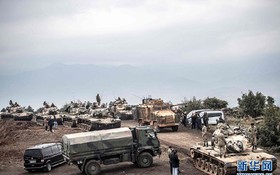 當地時間1月21日，土耳其哈塔伊省，土耳其部隊在土敘邊境哈薩鎮附近。 （圖源：新華網）