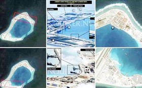 中國在越南長沙群島所屬的十字礁、蘇碧礁與巾礁圍環等在東海的3個區域安裝了反艦巡航導彈和地對空導彈等系統。（圖源：路透社）