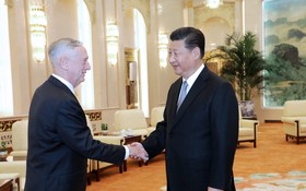 中國國家主席習近平會見美國國防部長馬蒂斯。（圖源：新華網）