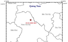 昨(21)日上午廣南省連續發生兩起地震。圖中星號表示震中位置。（圖源：地球物理院）