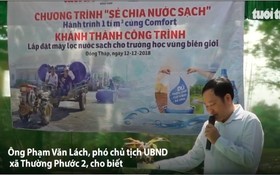 常福2鄉人委會副主席在飲用水過濾器落成與移交儀式上發言。（圖源：視頻截圖）