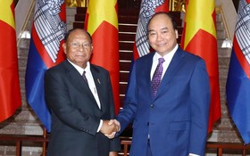 政府總理阮春福接見柬埔寨王國國會主席韓桑林。（圖源：越通社）