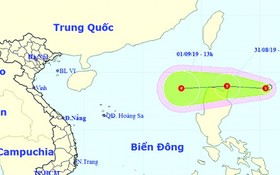 熱帶低氣壓可能逐漸轉強成5號颱風。（圖源：國家水文氣象預報中心）