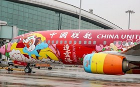 全球首架西遊主題彩繪客機亮相廣州。（圖源：互聯網）