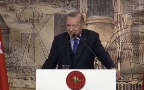 土耳其總統會議上發表。（圖源：互聯網）