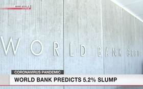世界銀行公佈報告稱，預計今年全球經濟將下滑5.2%，陷入二戰以來最嚴重的經濟衰退。（圖源：NHK視頻截圖）