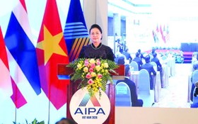 國會主席、AIPA 41大會主席阮氏金銀在會議上致閉幕詞。（圖源：越通社）