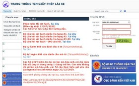 越南陸路總局肯定，gplx.gov.vn是越南陸路總局唯一提供駕照、駕駛者違規資訊查詢服務的合法網站。（圖源：網站截圖）