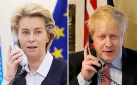 圖左：歐盟委員會主席馮德萊恩；圖右：英國首相約翰遜。（圖源：互聯網）