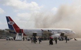也門亞丁灣國際機場發生劇烈爆炸。 （圖源：Sputnik）