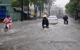 本市昨(25)日上午突降大雨並持續6個多小時，導致多條街道嚴重受淹。（圖源：民越）